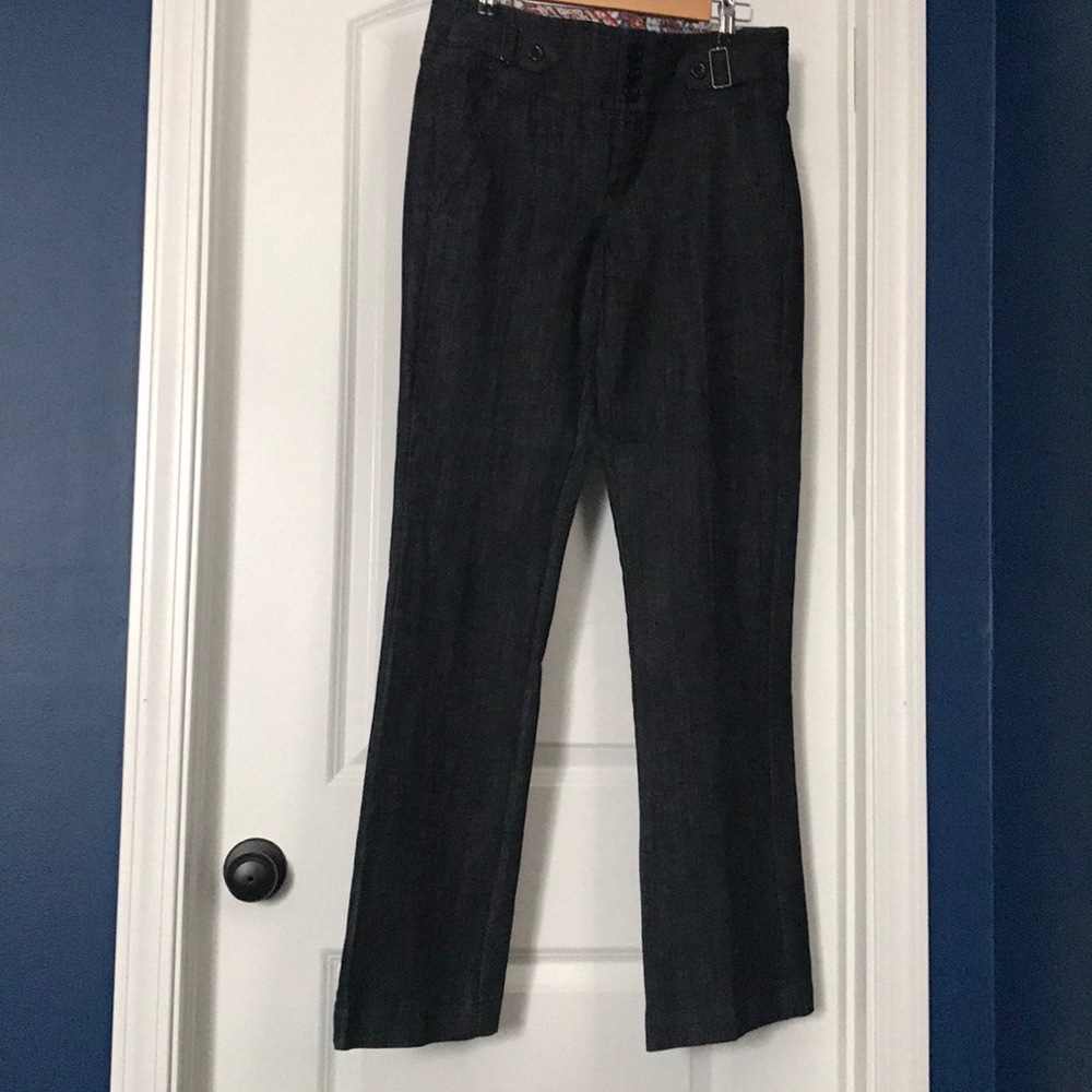 Mid Rise, Wide Leg Denim Trousers